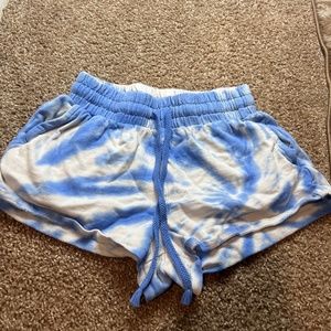 Blue and White Cloud Tie Dye Shorts